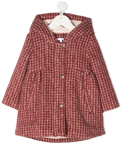Chloé Kids' Checked Single-breasted Coat In Red
