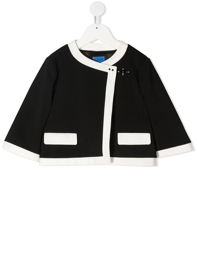 Fay Kids' Two-tone Panel Jacket In Black