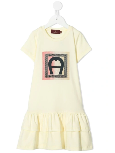 Aigner Kids' 分层式裙摆t恤式连衣裙 In Yellow