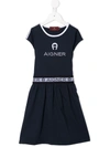 AIGNER LOGO-TAPE A-LINE MIDI DRESS