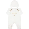 BALMAIN IVORY SUIT FOR BABYKIDS WITH LOGO,6O9A40 OX800 100