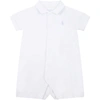 RALPH LAUREN WHITE ROMPERS FOR BABYBOY WITH PONY LOGO,11689091