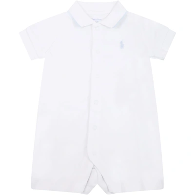 Ralph Lauren White Rompers For Babyboy With Pony Logo