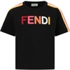 FENDI BLACK T-SHIRT FOR GIRL WITH LOGO,JUI015 7AJ F1DET