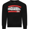 DSQUARED2 BLACK SWEATSHIRT FOR BOY WITH LOGO,DQ0208 D002Y D2S466M DQ900