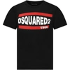 DSQUARED2 BLACK T-SHIRT FOR BOY WITH LOGO,11689031