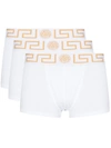 Versace Pack Of 3 Greca Stretch Boxer Briefs In White