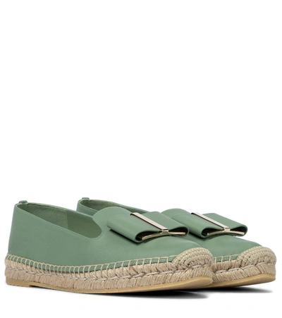 Ferragamo Leather Espadrilles In Green