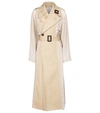 Maison Margiela Doppelreihiger Trenchcoat Aus Baumwoll-gabardine Mit Charmeuse-einsatz In Beige