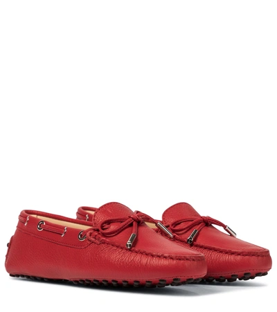 Tod's Gommino Leather Moccasins In Red