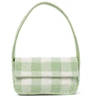 Staud Beaded Gingham Check Shoulder Bag In Green