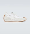 Loewe Suede & Tech Flow Runner Low Sneakers In White