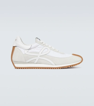 Loewe Flow Runner Leather-trimmed Suede And Nylon Trainers In White