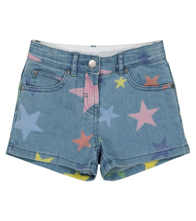 Stella Mccartney Teen Star-print Denim Shorts In Blue
