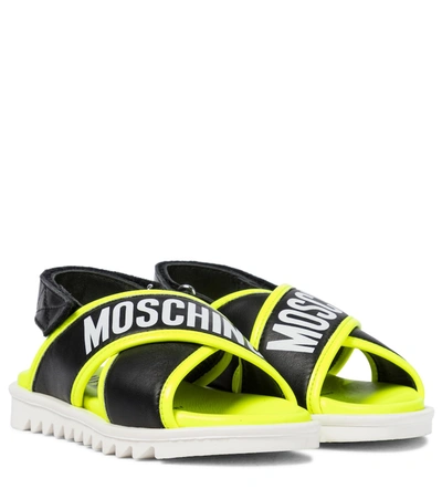 Moschino Kids' Leather Sandals In Black