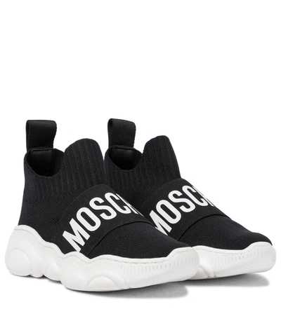 Moschino Kids' Logo-print Slip-on Sneakers In Black