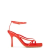 Bottega Veneta Multi Strap Stretch High-heel Sandals With Rope Insole In Red