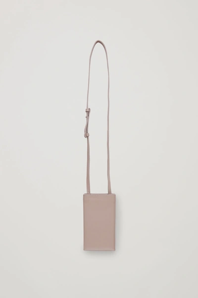 Cos Leather Phone Pouch In Beige