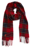Barbour Tartan-print Fringed-trim Scarf In Red Tartan