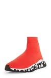 Balenciaga Speed Lt Graffiti High-top Sneaker Red And White In Red