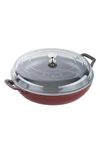 Staub 3.5 Quart Enameled Cast Iron Braiser With Glass Lid In Grenadine