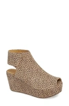 Chocolat Blu Cutout Wedge Sandal In Cheetah Print Suede