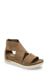 Eileen Fisher Sport Platform Sandal In Olive Nubuck Leather