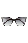 Tom Ford Ani 58mm Gradient Cat Eye Sunglasses In Black / Grey