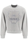 Kenzo Logo Detail Cotton Sweatshirt In Pearl Grey