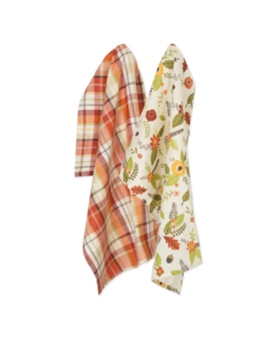 Design Imports Assorted Fall In Love Dishtowel Set In Orange
