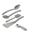 Rachael Ray Cucina Nylon Nonstick Kitchen Utensil And Veg-a-peel Set, 5-pc., Sea Salt Gray In Sea Salt Gray