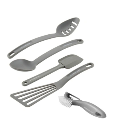 Rachael Ray Cucina Nylon Nonstick Kitchen Utensil And Veg-a-peel Set, 5-pc., Sea Salt Gray