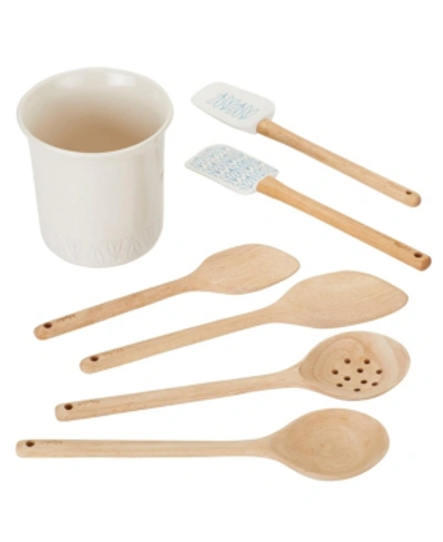 Ayesha Curry Ayesha Collection Kitchen Cooking Utensil Set With Ceramic Tool Crock, French Vanilla In French Vanilla