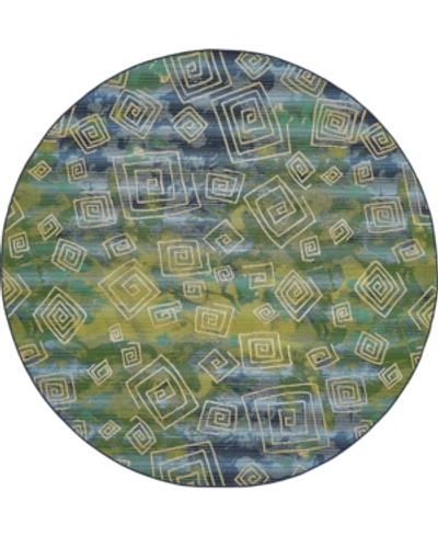 Bridgeport Home Closeout! Bayshore Home Outdoor Pashio Pas2 Navy Blue 8' X 8' Round Area Rug