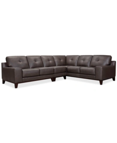 Furniture Closeout! Harli 3-pc. Leather Sectional, Created For Macy's In Stout