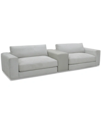 Furniture Closeout! Roral 3-pc. Fabric Sofa With Leather Arm Table In Graceland Sorrell Light Grey