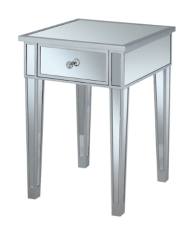 Convenience Concepts Gold Coast Mirrored 1 Drawer End Table In Silver