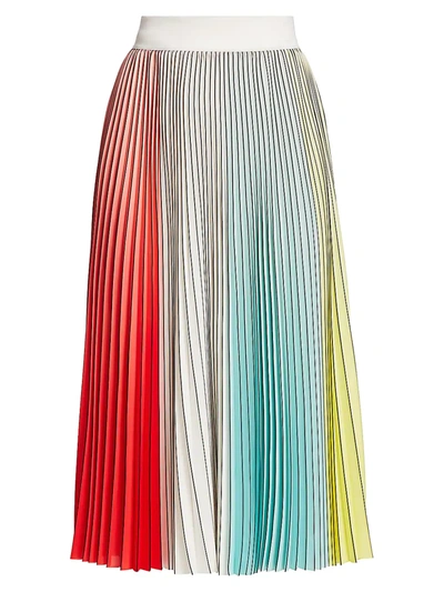 Alice And Olivia Arden Colorblock Pleated Skirt In Mlti