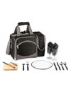 Picnic Time Malibu 16-piece Flateware & Picnic Basket Cooler Set In Black