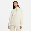 Nike Sportswear Essential Women's 1/4-zip Fleece In Cargo Khaki/ White