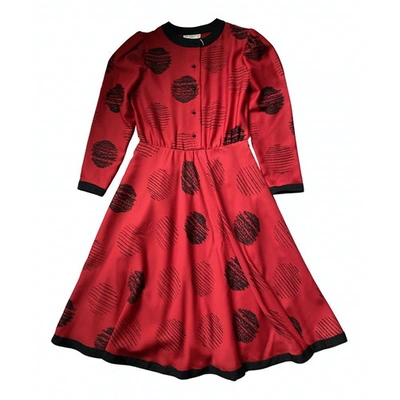 Pre-owned Balenciaga Wool Mid-length Dress In Red
