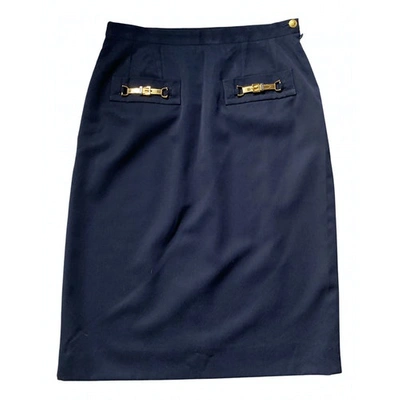 Pre-owned Celine Wool Skirt Suit In Navy