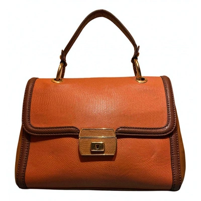 Pre-owned Moschino Love Vegan Leather Handbag In Orange