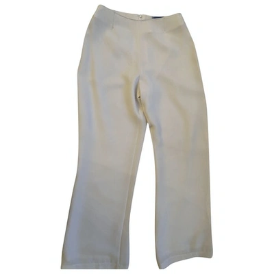 Pre-owned Mugler Silk Trousers In Ecru