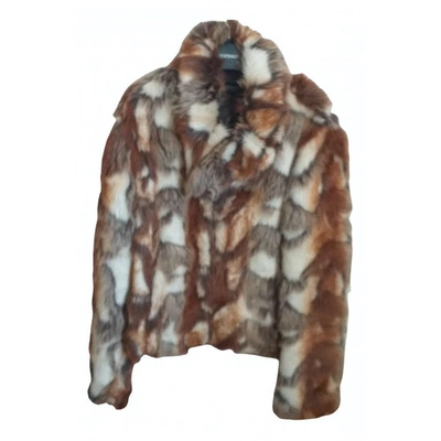 Pre-owned Topshop Faux Fur Coat In Multicolour