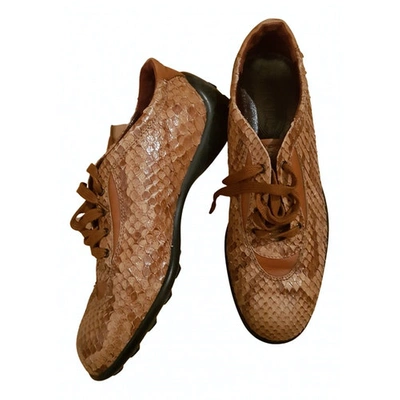 Pre-owned Tod's Leather Trainers In Camel