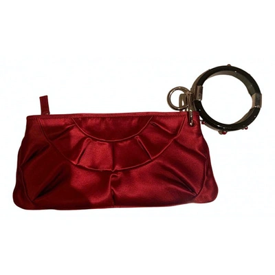 Pre-owned Sergio Rossi Silk Clutch Bag In Red