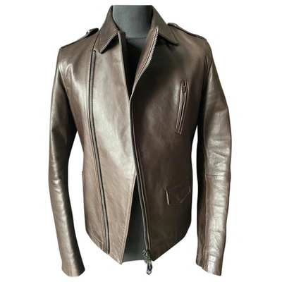 Pre-owned Trussardi Leather Jacket In Brown