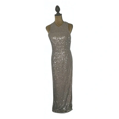 Pre-owned Galvan Glitter Maxi Dress In Gold