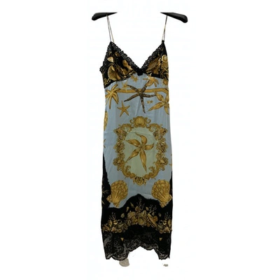 Pre-owned Versace Silk Mid-length Dress In Blue